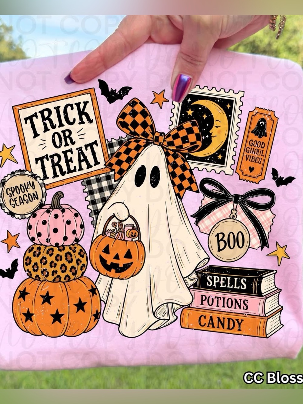 Halloween Ghost Trick or Treat Comfort Colors Tshirt Small-XL